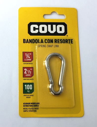 [4-151] ESLABON CON RESORTE 2 1/2" 100 KG  COVO 4-151