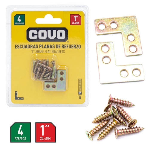 [4-159] ESCUADRA PLANA 1" (4PCS) COVO 4-159
