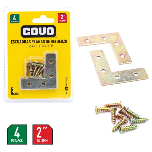 [4-161] ESCUADRA PLANA 2" (4PCS) COVO 4-161