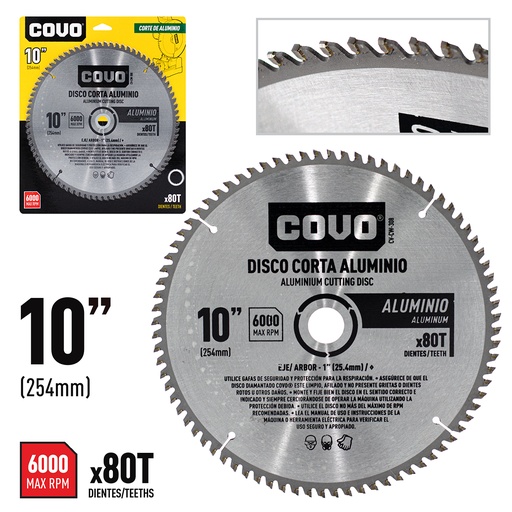 [4-177] DISCO P/CORTAR ALUMINIO 10" 80D COVO 4-177
