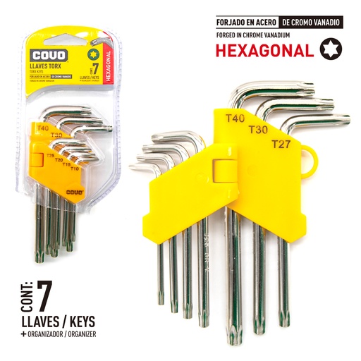 [4-221] LLAVE TORX 7 PCS COVO 4-221 (DESC) 