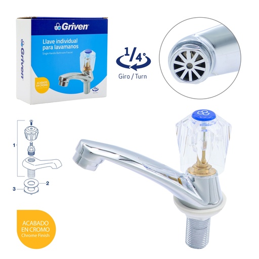 [4-241] LLAVE LAVAMANO INDIVIDUAL METALICA GRIVEN 4-241