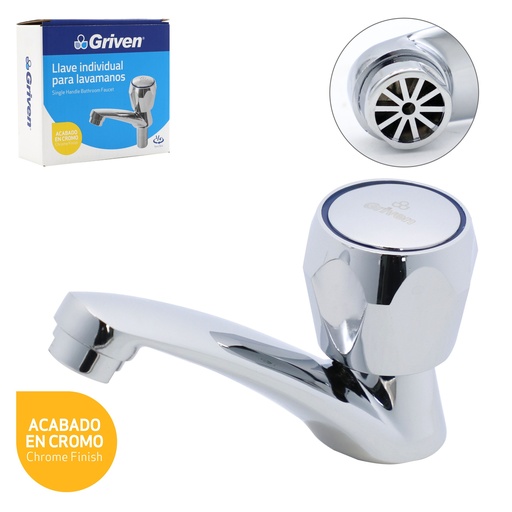 [4-242] LLAVE LAVAMANO INDIVIDUAL METALICA GRIVEN 4-242