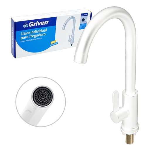 [4-250] LLAVE FREGADERO INDIVIDUAL BLANCA GRIVEN 4-250