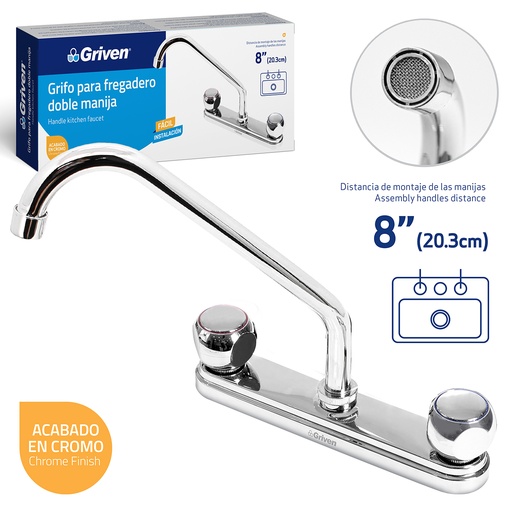 [4-268] LLAVE FREGADERO DOBLE 8" GRIVEN 4-268