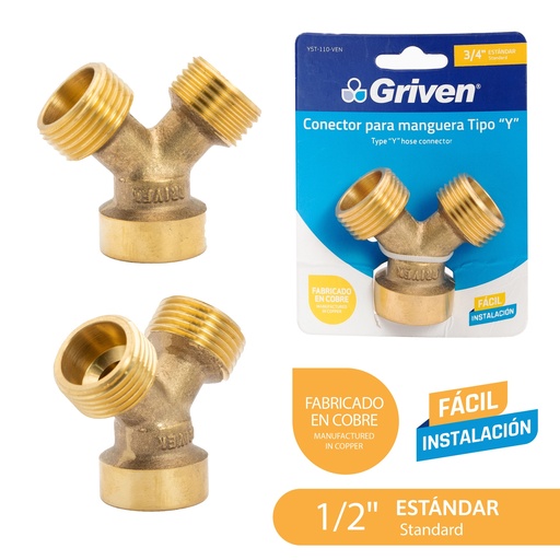 [4-274] YEE O CONECTOR P/LAVADORA BRONCE GRIVEN 4-274