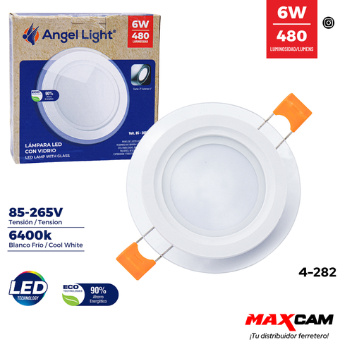 [4-282] PANEL LED EMPOTRAR C/BORD VIDRIO 6W ANGEL LIG 4-282