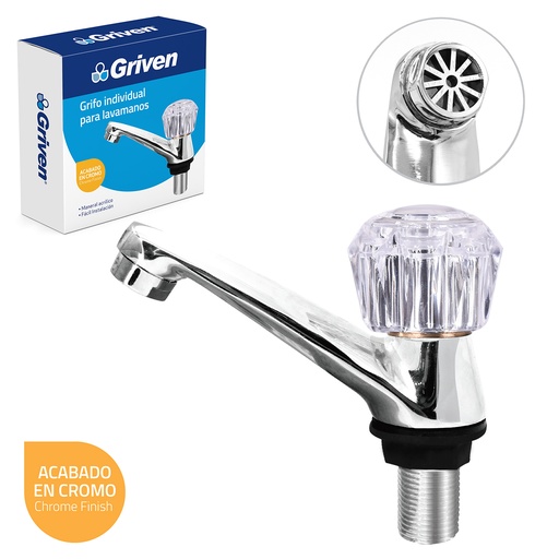 [4-292] LLAVE LAVAMANO INDIVIDUAL METALICA GRIVEN 4-292
