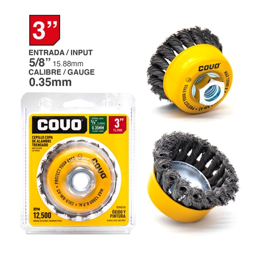 [4-293] CEPILLO CIRC ALAMBRE TRENZADO 3" x 5/8 COVO 4-293