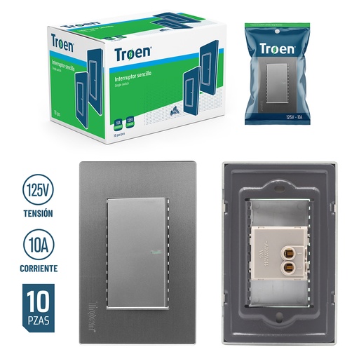[4-321] [4-321] INTERRUPTOR SENCILLO GRIS TROEN 4-321