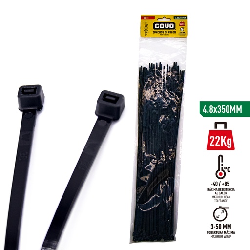 [4-362] TIRRAP 4.8mm x 350mm x 50 UNID NEGRO COVO 4-362