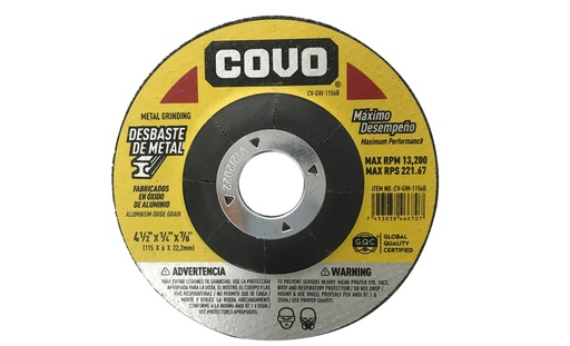 [4-366] DISCO ESMERILAR O DESBASTE x 4 1/2" 1/4" 7/8" COVO 4-366