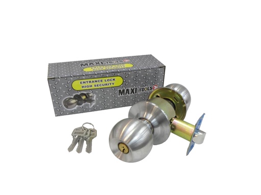 [4-390] CERRADURA DE POMO PLATA EN CAJA MAXI TOOL 4-390