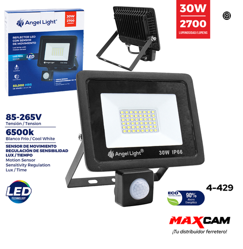 [4-429] REFLECTOR LED 30W C/SENSOR 85-265V ANGEL LIGH 4-429