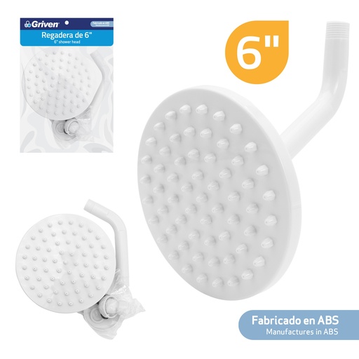 [4-476] REGADERA REDONDA 6" PLASTICA C/TUBO GRIVEN 4-476