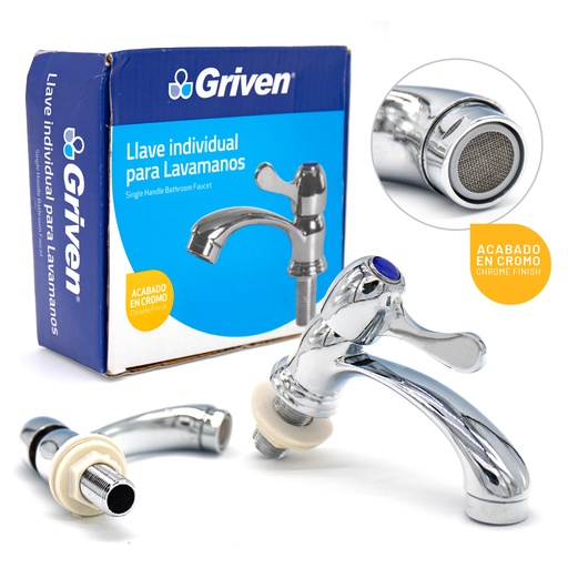 [4-489] LLAVE LAVAMANO INDIVIDUAL METALICA GRIVEN 4-489