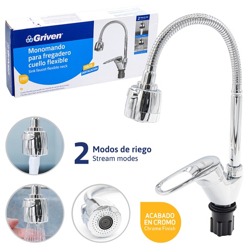 [4-491] LLAVE FREGADERO MONOMANDO FLEX PLA/CRO GRIVE 4-491