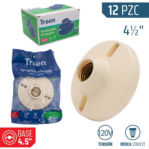 [4-496] PLAFON DE PLASTICO BEIGE 4.5" TROEN 4-496