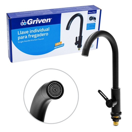 [4-514] LLAVE FREGADERO INDIVIDUAL NEGRA GRIVEN 4-514