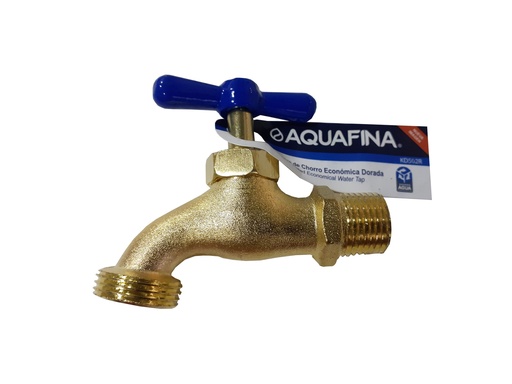 [4-528] LLAVE CHORRO DORADA C/MANILLA AZUL AQUAFINA 4-528