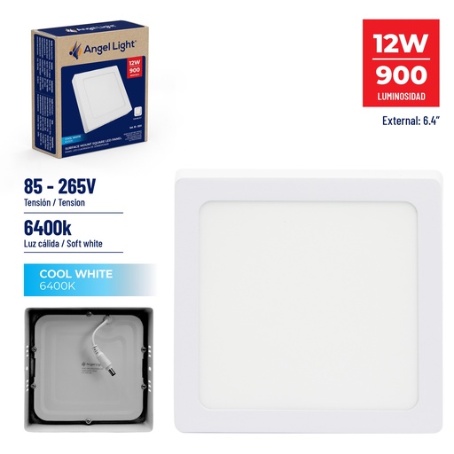 [4-563] PANEL LED SUPER BLANC CUADRADA 12W 85-265V ANGEL LIGHT 4-563