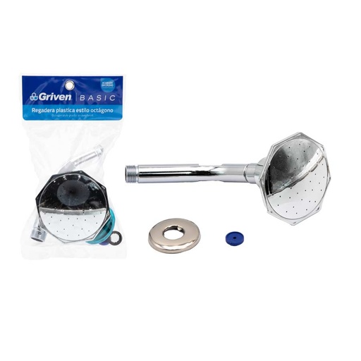 [4-566] REGADERA OCTAGONAL PLAST/CROM  GRIVEN 4-566