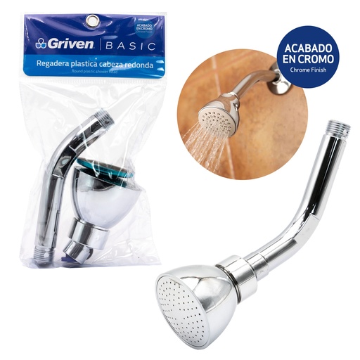 [4-568] REGADERA REDONDA PLAST/CROM  GRIVEN 4-568