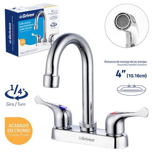[4-571] LLAVE LAVAMANO DOBLE METALICA GRIVEN 4-571