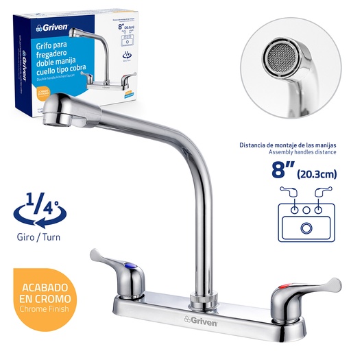 [4-572] LLAVE FREGADERO DOBLE METALICA GRIVEN 4-572