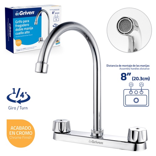 [4-576] LLAVE FREGADERO DOBLE METALICA GRIVEN 4-576