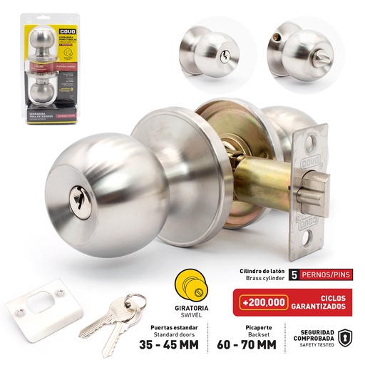 [4-611] CERRADURA DE POMO SWITCH PLATA COVO 4-611