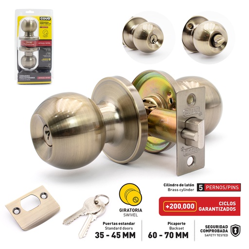 [4-613] CERRADURA DE POMO SWICTH BRONCE COVO 4-613