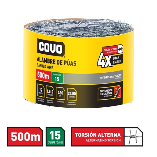 [4-645] ALAMBRE PUAS 500M CAL 15 COVO 4-645