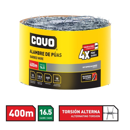 [4-646] ALAMBRE PUAS 400M CAL 16.5 COVO 4-646