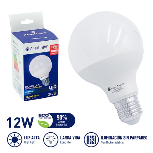 [4-652] BOMBILLO GLOBO LED 12W  ANGEL LIGHT 85-265V 4-652 (DES)