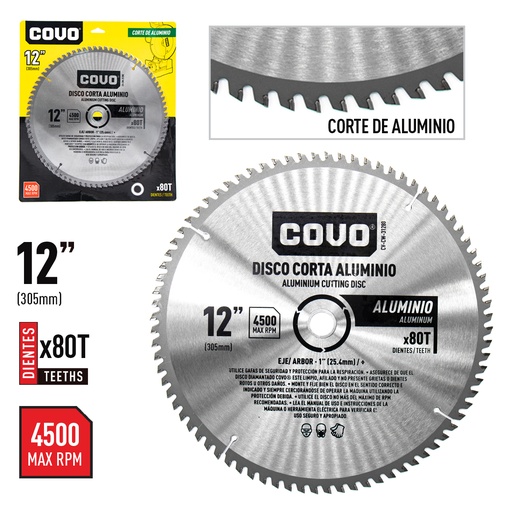 [4-665] DISCO P/CORTAR ALUMINIO 12" 80D COVO 4-665