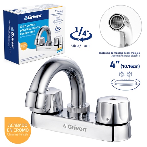 [4-681] LLAVE LAVAMANO DOBLE METALICA GRIVEN 4-681