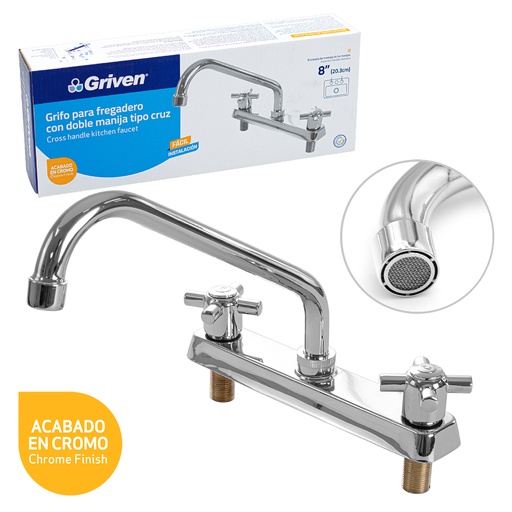 [4-691] LLAVE FREGADERO DOBLE METALICA GRIVEN 4-691