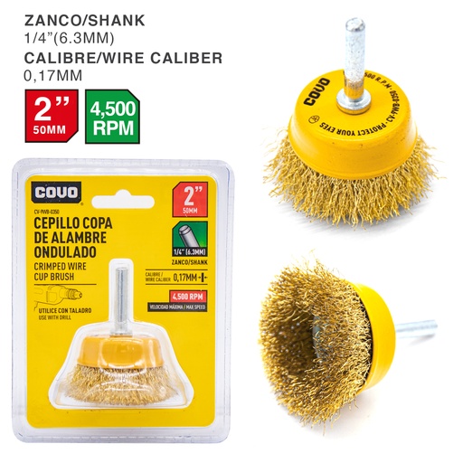 [4-697] CEPILLO P/TALADRO ALAMBRE ONDULADO 2" COVO 4-697