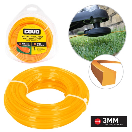 [4-736] NYLON DESMAL CUADRADO 3.0MM x 51MTS COVO 4-736