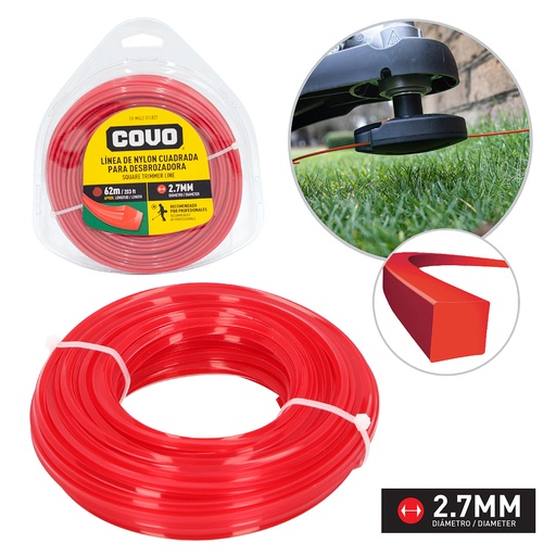 [4-737] NYLON DESMAL CUADRADO 2.7MM x 62MTS COVO 4-737