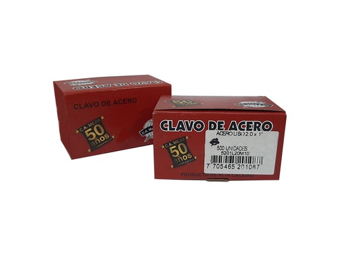 [0-083] CLAVO ACERO LISO 1¨ MEJIA x 500 UnidadesES 0-083