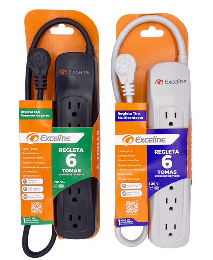 [0-105] REGLETA C/SUPRESOR DE PICO 6 TOMAS EXCELINE 0-105