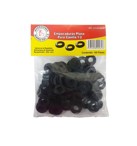[0-109] EMPACADURA PLANA PARA CANILLA 1/2 x 100 UNID 0-109
