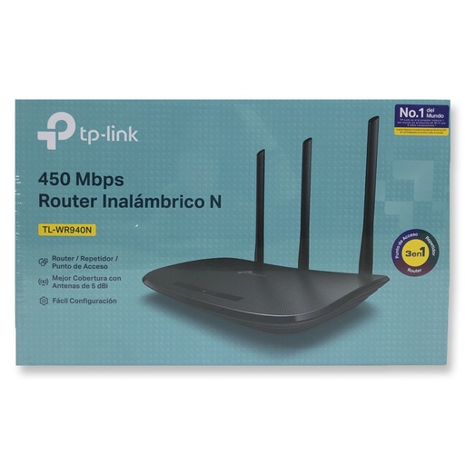 [0-329] ROUTER TL-WR940N 450MBPS 3 ANTENAS FIJAS TPLINK 0-329