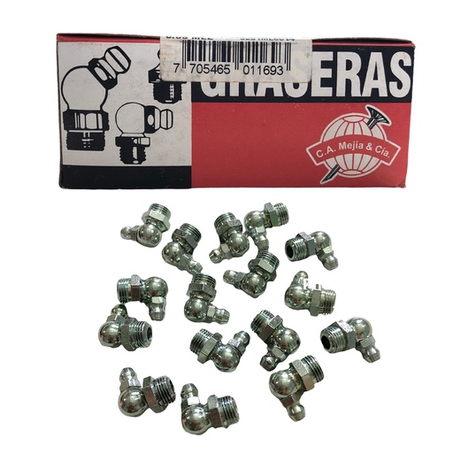[0-394] GRASERA 1/8" N.P.T 14 CODO 90° x 50 UNID MEJIA 0-394