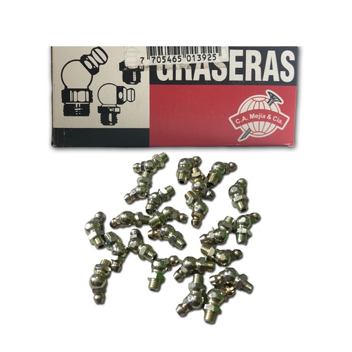 [0-395] GRASERA 1/4" U.N.F 13 CODO 45° x 100 UNID MEJIA 0-395