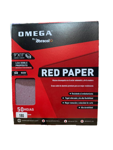[0-465] LIJA ROJA GRANO 180 ABRACOL 0-465