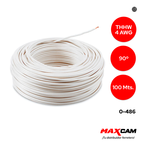 [0-486] CABLE THHW 4 AWG 90° BLANCO 100 MTS ICONEL 0-486