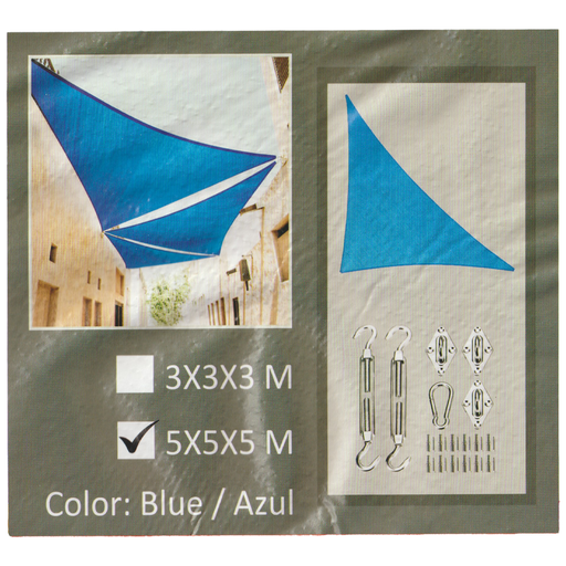 [0-669] TOLDO TRIANGULAR TIPO VELA 5x5x5MTS AZUL TRICAL 0-669